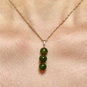 14K Green Bead Stone Pendant (chains not included)